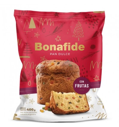 PAN DULCE BONAFIDE CON FRUTAS 400GR x 6 un.