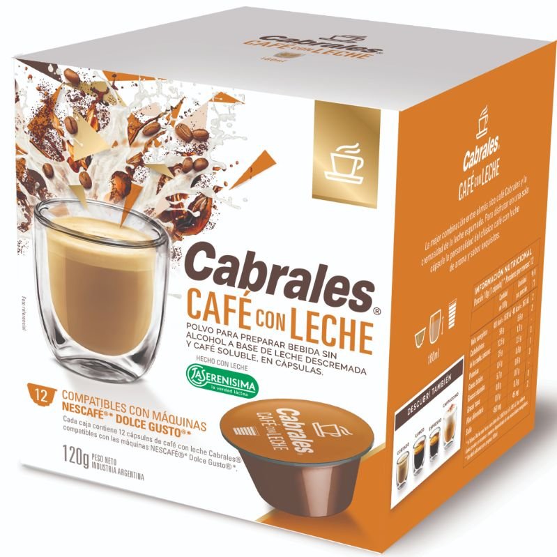 CAPSULAS CABRALES CAFÉ CON LECHE 12X10GR - La Bebida De Tus Fiestas